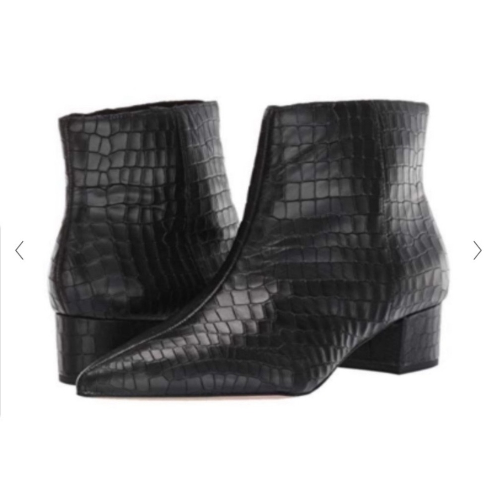Corso Como Black Croc-Embossed Ankle Boots